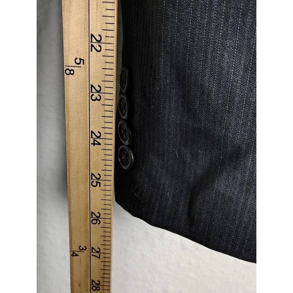 Chaps Blazer Suit Jacket Mens 44L‎ Gray Pinstripe Wool Blend Two Button Long